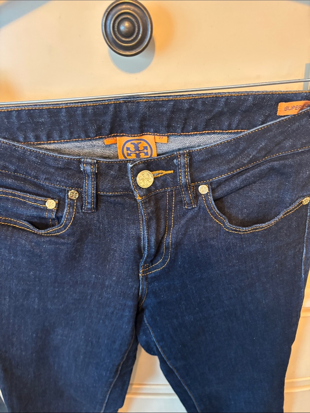 Tory Burch Indigo  Jeans with Contrast Stitching